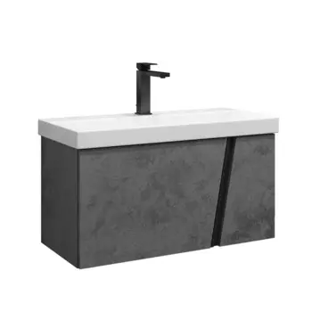 Комплект тумба с раковиной Comforty Пальмира 80 см подвесная бетон светлый (CF19696BX-80)