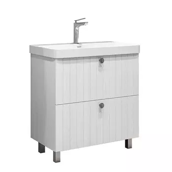 Комплект тумба с раковиной Comforty Сантьяго 80 см напольная ясень беленый (00-00021031CF)