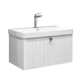 Комплект тумба с раковиной Comforty Сантьяго 80 см подвесная ясень беленый (00-00021030CF)