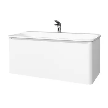 Комплект тумба с раковиной Raval Welto 100 см подвесная белая (Wel.01.100/P/W/RL)