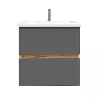 Комплект тумба с раковиной Sanstar Graffa 50 см подвесная дуб вотан/графит софт (450.1-1.4.1.ККОМ)