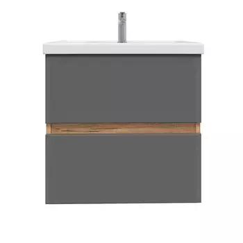 Комплект тумба с раковиной Sanstar Graffa 60 см подвесная дуб вотан/графит софт (451.1-1.4.1.КФОС)