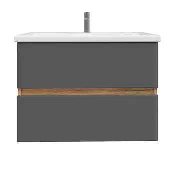 Комплект тумба с раковиной Sanstar Graffa 80 см подвесная дуб вотан/графит софт (453.1-1.4.1.ККОМ)