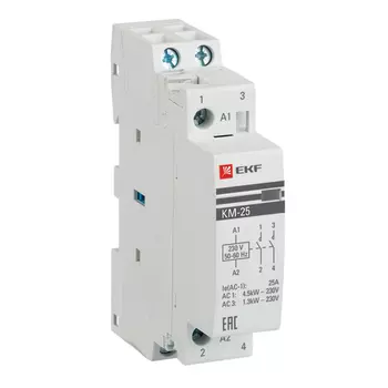 Контактор модульный EKF PROxima (km-1-25-20) 230-400 В 25 А тип AC 2Р