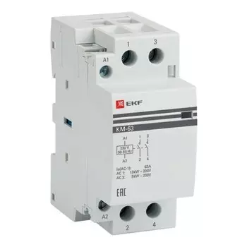 Контактор модульный EKF PROxima КМ (km-2-63-20) 220 В 63 А тип AC 2NО