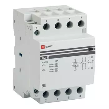 Контактор модульный EKF PROxima КМ (km-3-63-31) 220 В 63 А тип AC 3NO+NC