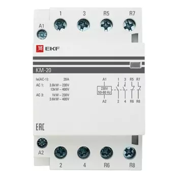 Контактор модульный EKF PROxima КМ (km-3-20-22) 230-400 В 20 А тип AC 2NО+2NC