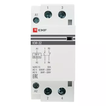 Контактор модульный EKF PROxima КМ (km-2-32-11) 230-400 В 32 А тип AC NО+NC