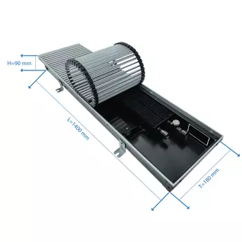 Конвектор внутрипольный Gekon Eco с 1 теплообменником 1400х180х90 мм боковое подключение
