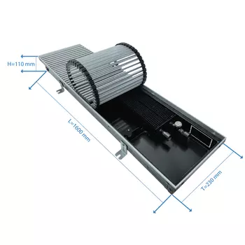 Конвектор внутрипольный Gekon Eco с 1 теплообменником 1600х230х110 мм боковое подключение