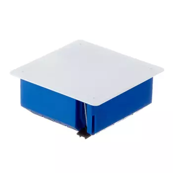 Коробка распределительная Промрукав (80-0960) для скрытой установки в гипсокартон 103х103х47 мм 18 вводов серая IP20 с крышкой безгалогенная