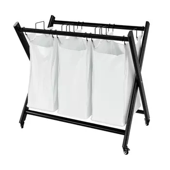 Корзина для белья WasserKraft Naab 790х720х465 мм 123 л складная белая/черная (WB-860-L)