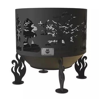 Чаша костровая Деревья 500 мм с защитной сеткой коническое дно 4 ножки