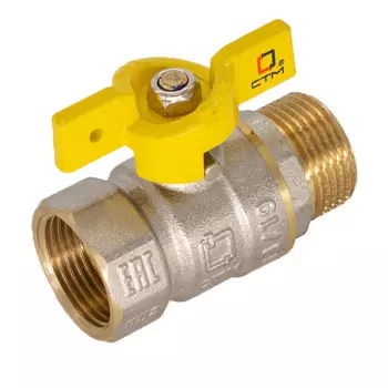 Кран шаровой газовый СТМ 1 ВР(г) х 1 НР(ш) бабочка (CGFMB001)