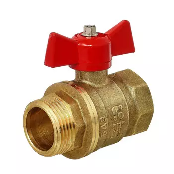 Кран шаровой латунный БАЗ Standart 1 ВР(г) х 1 НР(ш) проходной бабочка прямой (БАЗ.А31.1.25.НГ.40)