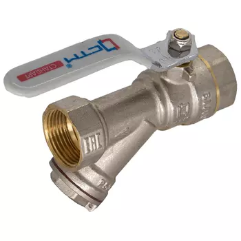 Кран шаровой латунный CTM 1/2 ВР(г) х 1/2 ВР(г) полнопроходной ручка с фильтром прямой (CWFFF012)