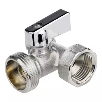 Кран шаровой латунный MasterProf Compact 1/2 ВР(г) х 3/4 НР(ш) х 1/2 НР(ш) к бытовой технике хром мини трехходовой (ИС.081210)