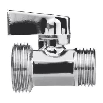 Кран шаровой латунный MPF 1/2 НР(ш) х 3/4 НР(ш) к бытовой технике хром мини проходной (ИС.081216)