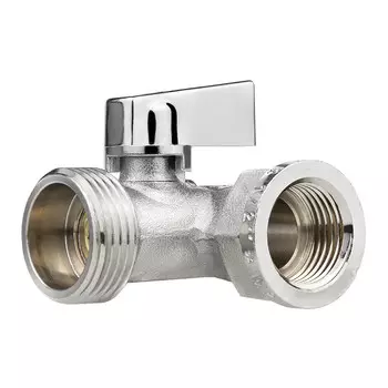 Кран шаровой латунный MPF 1/2 ВР(г) х 3/4 НР(ш) х 1/2 НР(ш) к бытовой технике хром мини трехходовой (ИС.081197)