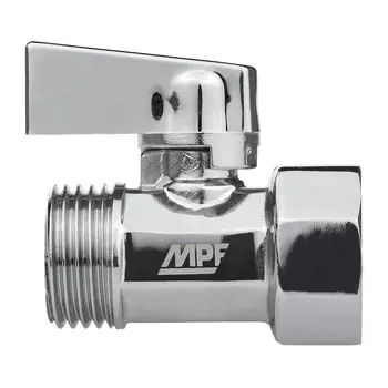 Кран шаровой латунный MPF 1/2 ВР(г) х 1/2 НР(ш) к бытовой технике хром мини проходной (ИС.081214)