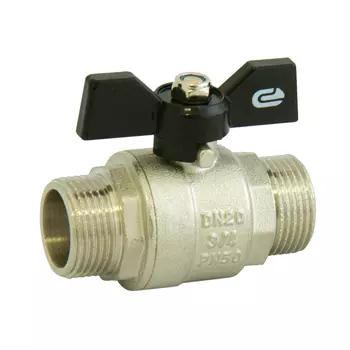 Кран шаровой латунный Ondo 1/2 НР(ш) х 1/2 НР(ш) полнопроходной бабочка прямой (ONMMB012)