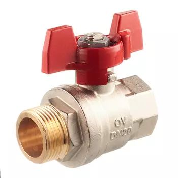 Кран шаровой латунный Oventrop Optibal (1076306) 3/4 ВР(г) х 3/4 НР(ш) полнопроходной бабочка прямой