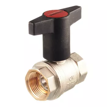 Кран шаровой латунный Oventrop Optibal (1077108) 1 ВР(г) х 1 ВР(г) полнопроходной бабочка удлиненная прямой