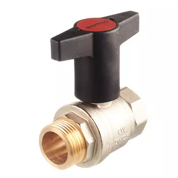 Кран шаровой латунный Oventrop Optibal (1077308) 1 ВР(г) х 1 НР(ш) полнопроходной бабочка прямой