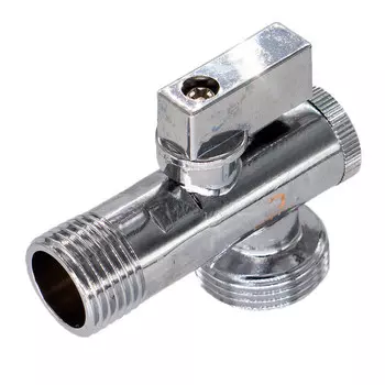 Кран шаровой латунный СТМ 1/2 НР(ш) х 1/2 НР(ш) к бытовой технике бабочка с отражателем угловой (CAFR1212)