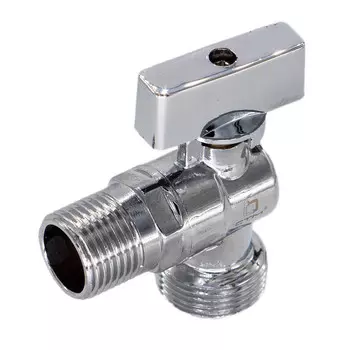 Кран шаровой латунный СТМ 1/2 НР(ш) х 3/4 НР(ш) к бытовой технике бабочка с отражателем угловой (CACV1234)