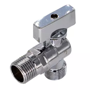 Кран шаровой латунный СТМ 1/2 НР(ш) х 1/2 НР(ш) к бытовой технике бабочка с отражателем угловой (CAMR1212)