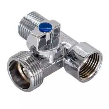 Кран шаровой латунный СТМ 1/2 ВР(г) х 3/4 НР(ш) х 1/2 НР(ш) к бытовой технике мини трехходовой (CA3H1234)