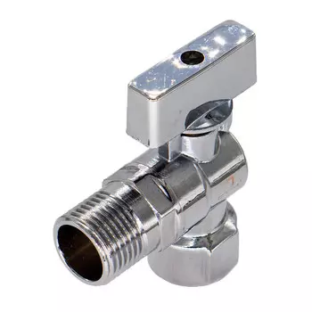 Кран шаровой латунный СТМ 1/2 ВР(г) х 1/2 НР(ш) к бытовой технике бабочка с отражателем угловой (CAMF1212)