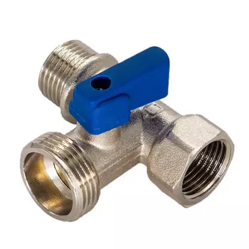 Кран шаровой латунный СТМ 1/2 ВР(г) х 3/4 НР(ш) х 1/2 НР(ш) к бытовой технике мини трехходовой (CA3N1234)