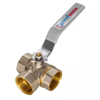 Кран шаровой латунный СТМ Стандарт 1/2 ВР(г) х 1/2 ВР(г) полнопроходной ручка трехходовой (CW3FT012)