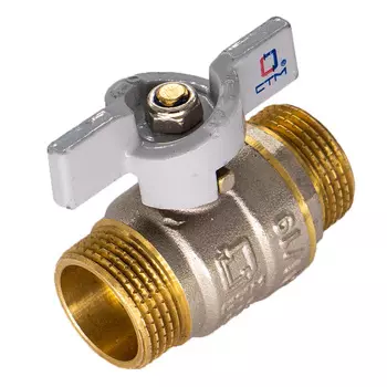 Кран шаровой латунный СТМ Стандарт 1 НР(ш) х 1 НР(ш) полнопроходной бабочка прямой (CWMMB001)