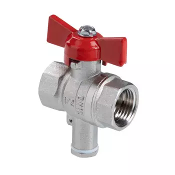 Кран шаровой латунный Valtec 1/2 ВР(г) х 1/2 ВР(ш) полнопроходной бабочка для подключения датчика температуры прямой (VT.128.N.04)
