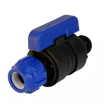 Кран шаровой ПНД Valfex компрессионный переходной 20х3/4 НР(ш)