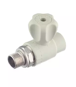 Кран шаровой полипропиленовый FV-Plast 20 мм х 1/2 НР(ш) для радиатора прямой серый (А314020000)
