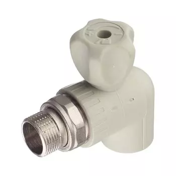 Кран шаровой полипропиленовый FV Plast 25 мм х 3/4 НР(ш) для радиатора с накидной гайкой угловой (А315025000)