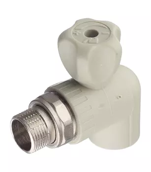 Кран шаровой полипропиленовый FV-Plast 25 мм х 3/4 НР(ш) для радиатора угловой серый (А315025000)