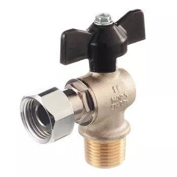 Кран шаровой Stout 1/2 ВР(г) х 1/2 НР(ш) бабочка с накидной гайкой угловой (SVB-0010-000015)