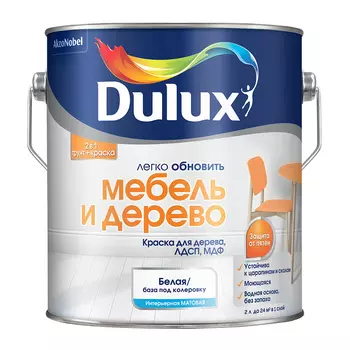 Краска Dulux/Luxium Мебель и Дерево основа BC бесцветная матовая 2 л