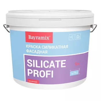 Краска фасадная Bayramix Sicate Profi силикатная база А белая 9 л