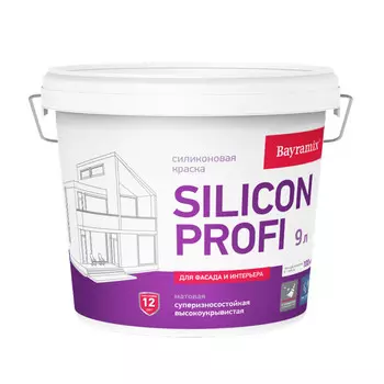 Краска фасадная Bayramix Silicon Profi силиконовая база A белая 9 л