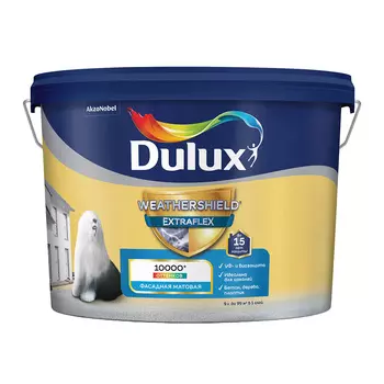 Краска фасадная Dulux/Luxium Weathershield Extraflex эластичная акриловая база BC бесцветная 9 л