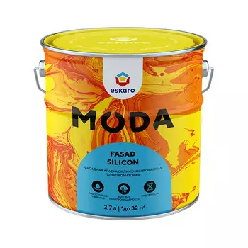 Краска фасадная Eskaro Moda силиконизированная база А белая 2,7 л