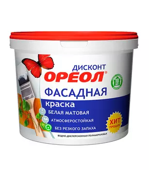 Краска фасадная Ореол Дисконт белая 13 кг