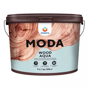 Краска фасадная по дереву Eskaro Moda Wood Aqua акриловая база TR бесцветная 9 л