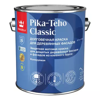 Краска фасадная по дереву Tikkurila/Tikkivala Pika-Teho Classic водно-дисперсионная база C бесцветная 2,7 л